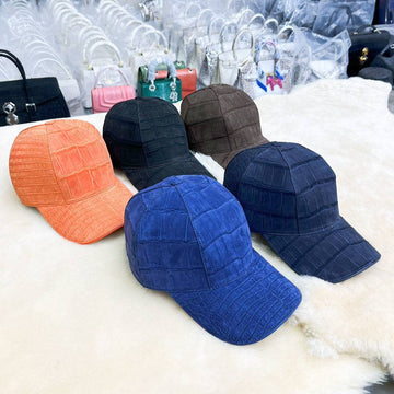 Nile Nubuck Crocodile Skin Leather Baseball Cap