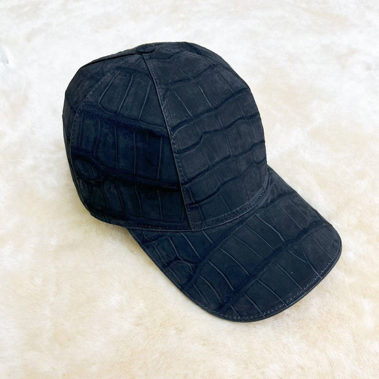 Nile Nubuck Crocodile Skin Leather Baseball Cap