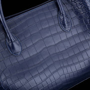 Genuine Crocodile Leather Top Handle Satchel Handbag Shoulder Bag Tote Purse Dark Blue