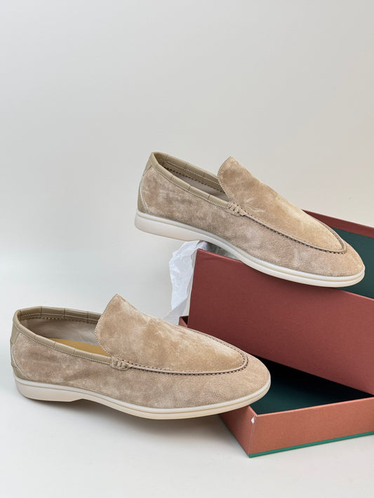 Men's Soft Genuine Calfskin Leather Slip On Shoes With Crocodile Skin Leather Trimming