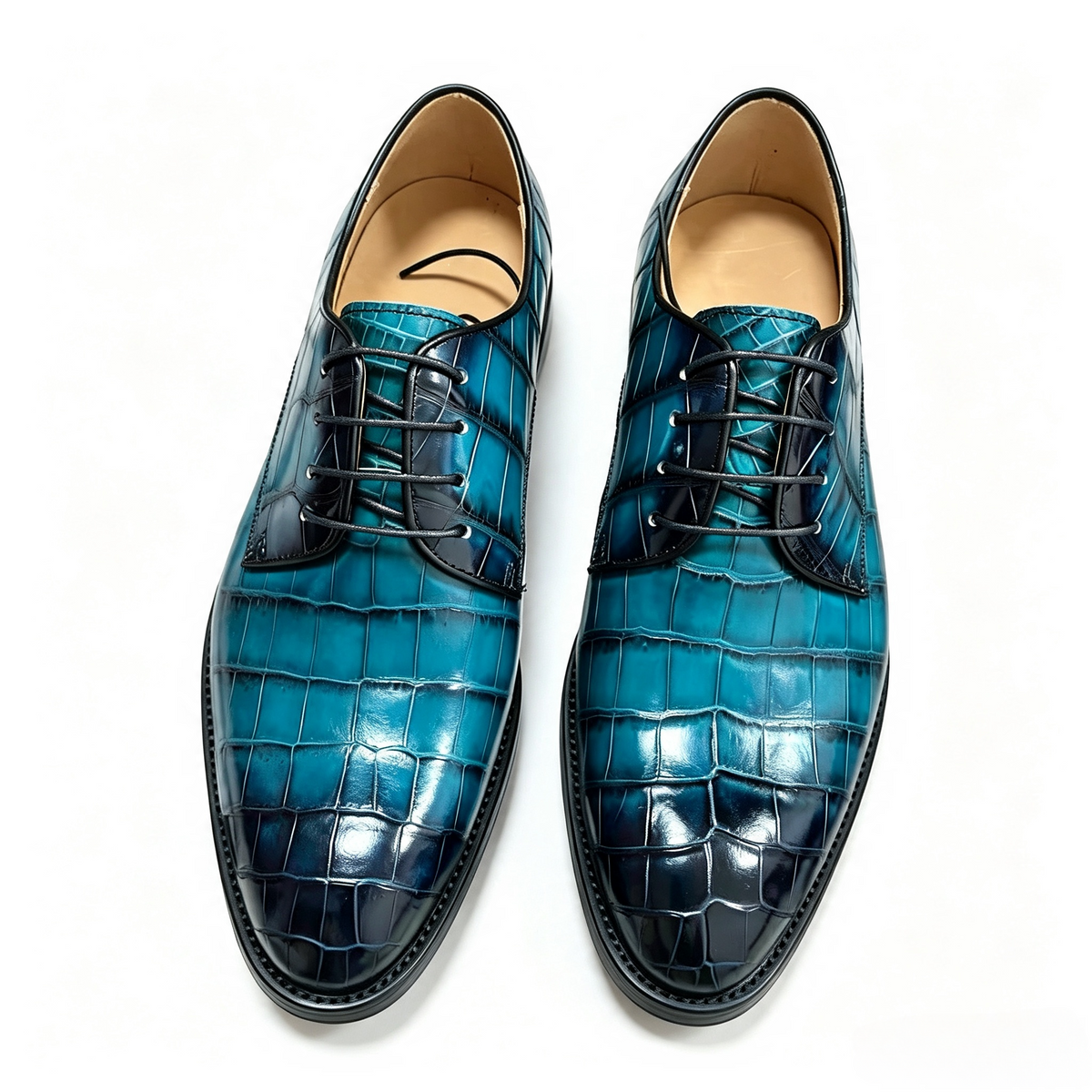 Giày Loafer Da Cá Sấu Xám Cổ Điển