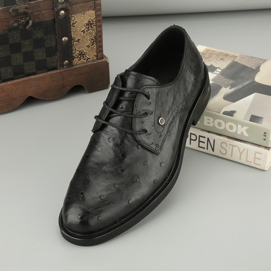 Ostrich Shoes ,Ostrich Leather Lace Up Shoes Black