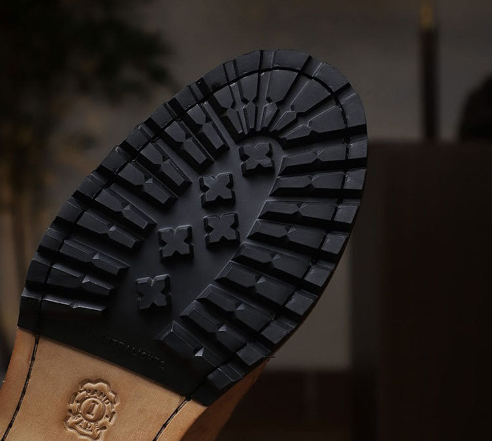 Genine Cordovan Leather Round-Toe Work Boots