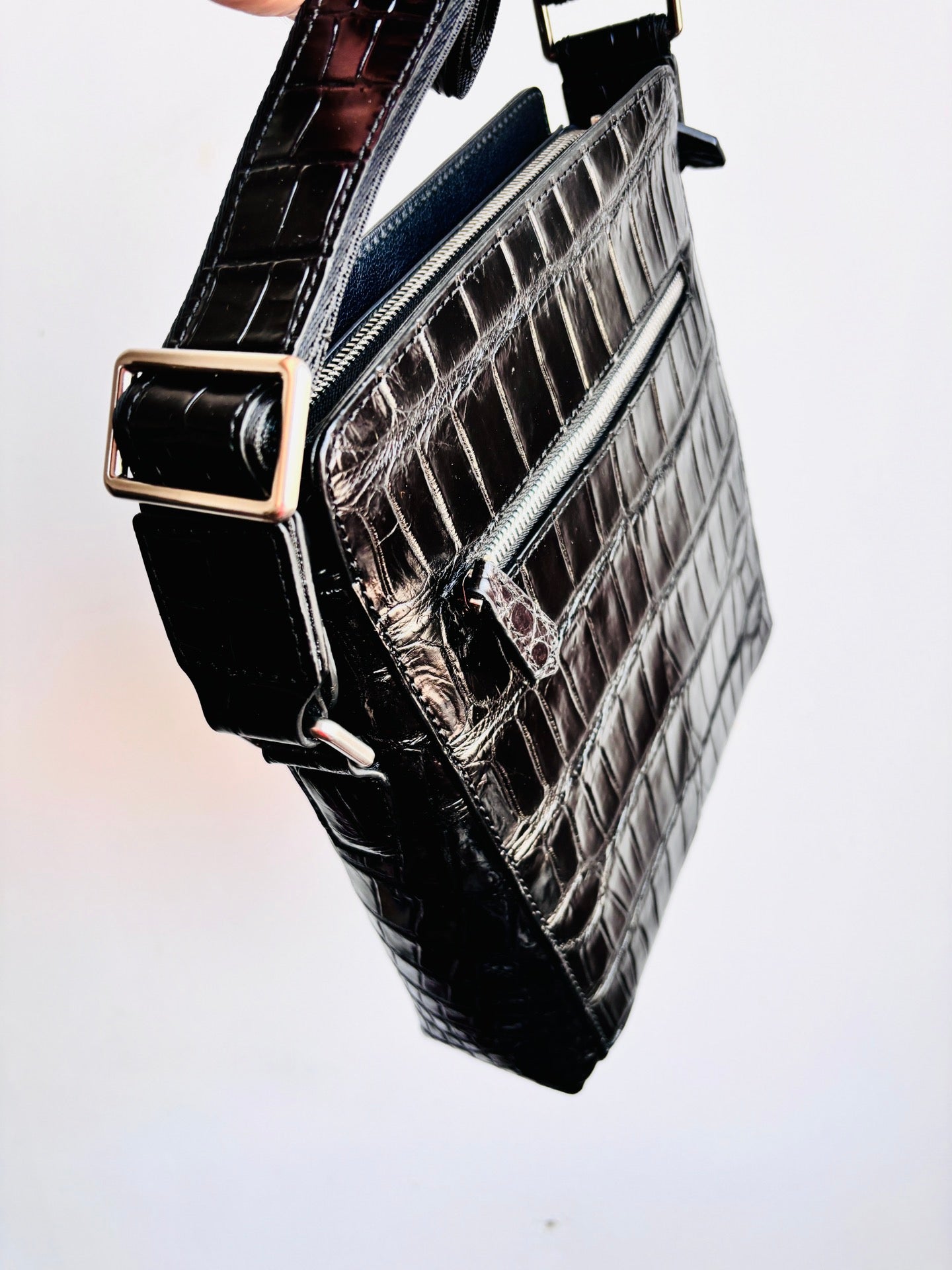 Crocodile Skin Leather Cross Body Bag