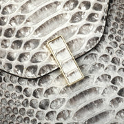 Womens Python Grey Leather Small Flap Bag Top Handle Cross Body Handbag