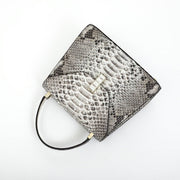 Womens Python Grey Leather Small Flap Bag Top Handle Cross Body Handbag