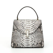 Womens Python Grey Leather Small Flap Bag Top Handle Cross Body Handbag