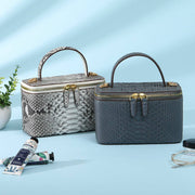 Womens Python Leather Top Handle Cosmetic Cross Body Bag