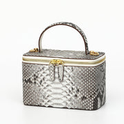 Womens Python Leather Top Handle Cosmetic Cross Body Bag