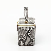 Womens Python Leather Top Handle Cosmetic Cross Body Bag