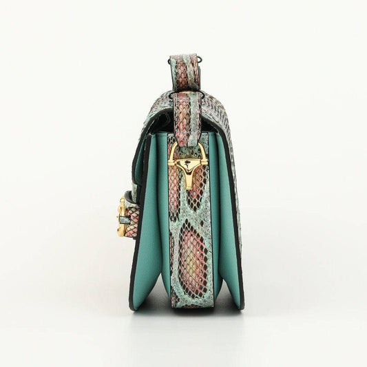 Womens Python Leather Cross Body Shoulder Bag