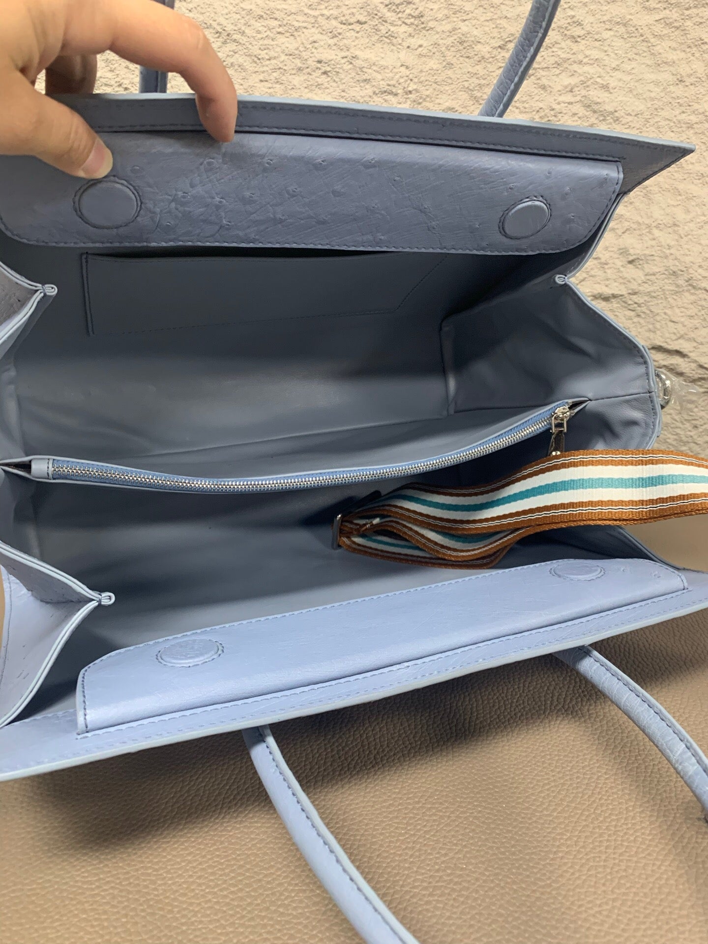 Preorder Womens Ostrich Skin Leather Top Handle Bag Black