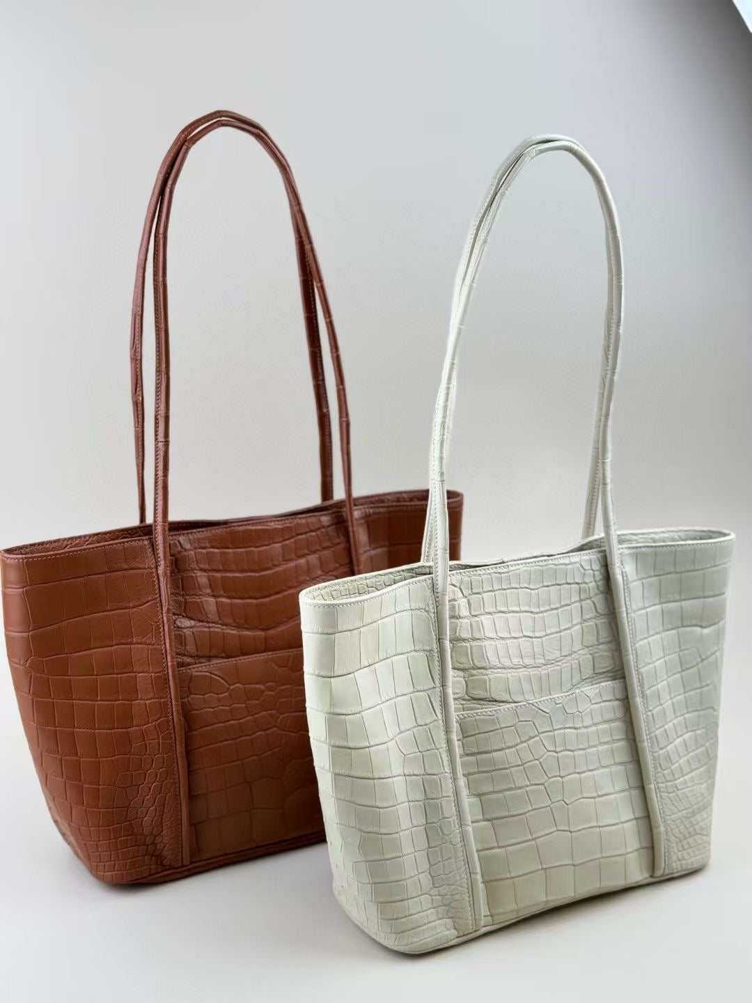 Genuine Crocodile Skin Leather Large Shopper Tote Bag | Rossie Viren