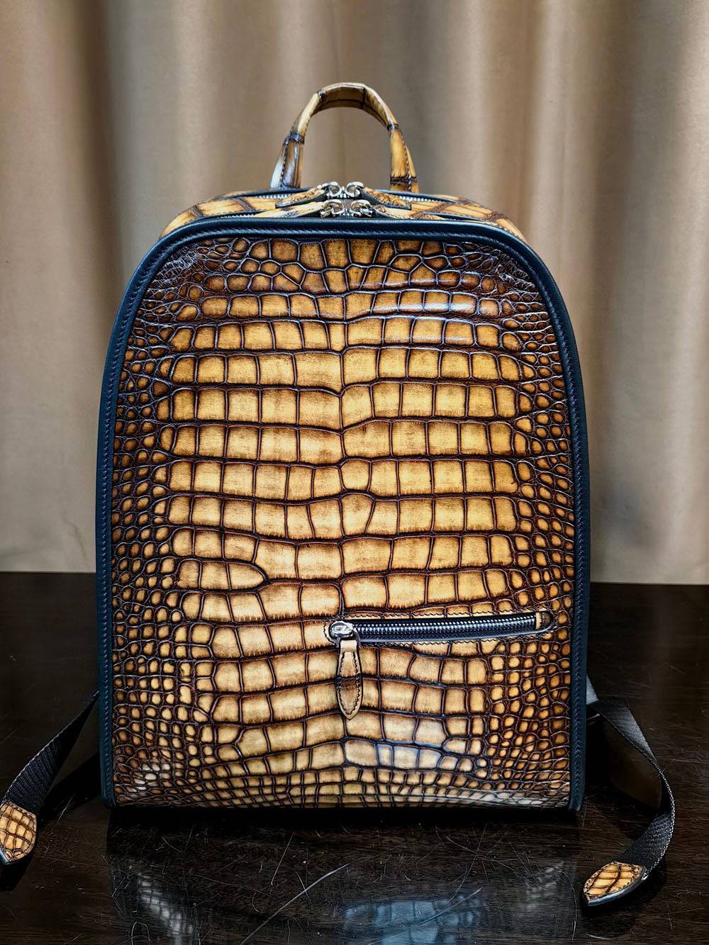 crocodile leather backpack Vintage Crocodile Leather Backpack Large