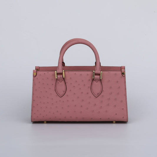 Womens Genuine Ostrich Skin Leathe Top Handle Satchel Bag