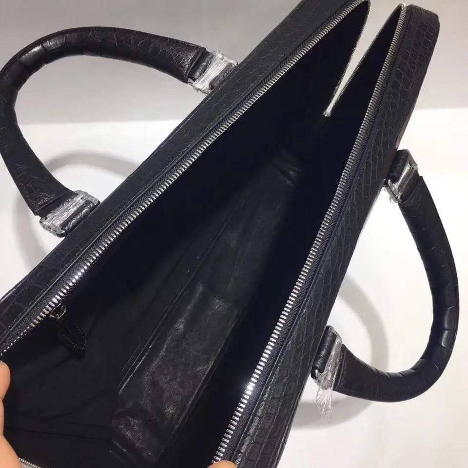 Matt Crocodile Leather Briefcase,Large Crocodile Leather Business Bag