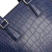Men's Crocodile Leather Laptop Bags Briefcase Blue