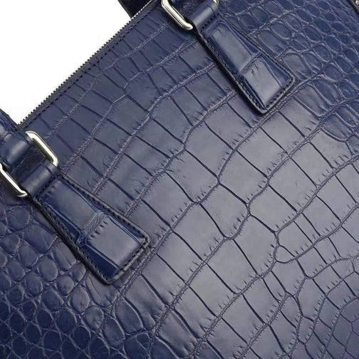 Men's Crocodile Leather Laptop Bags Briefcase Blue