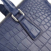Men's Crocodile Leather Laptop Bags Briefcase Blue