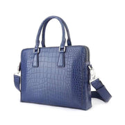 Men's Crocodile Leather Laptop Bags Briefcase Blue