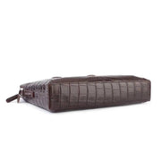 Men's Crocodile Leather Laptop Bags Briefcase Brown