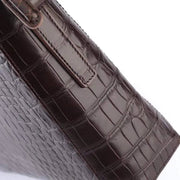 Men's Crocodile Leather Laptop Bags Briefcase Brown