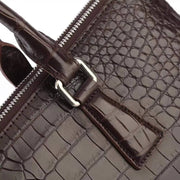 Men's Crocodile Leather Laptop Bags Briefcase Brown