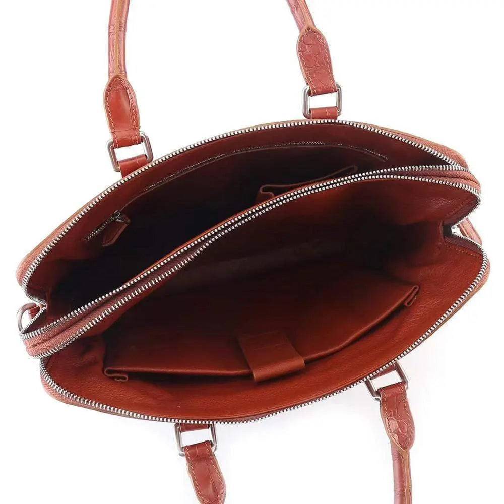Men's Crocodile Leather Laptop Bags Briefcase Orange