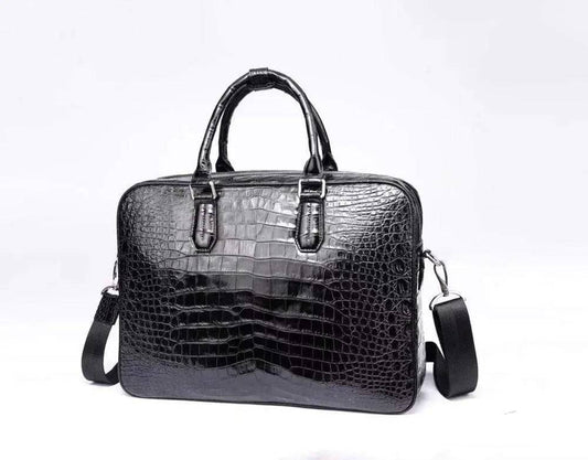 Men's Crocodile Leather Black Briefcase Cross body Satchel Bags