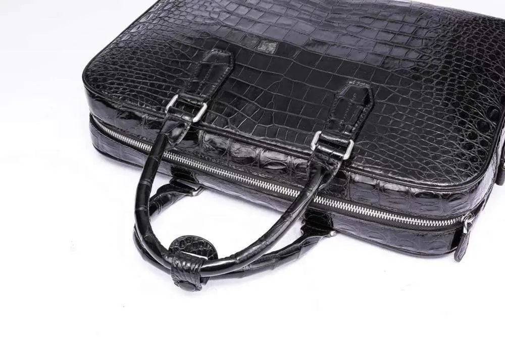 Men's Crocodile Leather Black Briefcase Cross body Satchel Bags