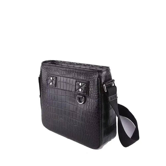 Men's Genuine Crocodile Leather Messenger Shoulder Bag