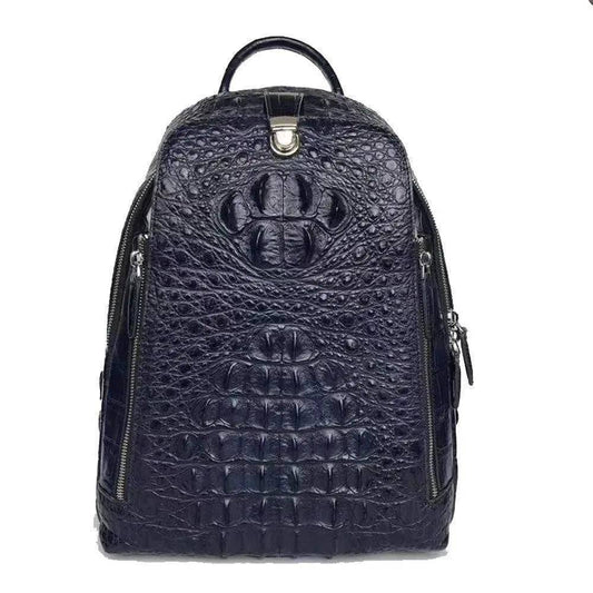 Men's Genuine Crocodile Bone Leather Backpack Large Volume