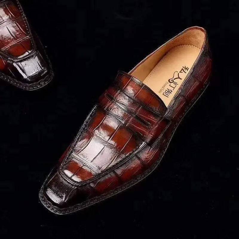 Crocodile Shoes Mens Crocodile Leather MonkStrap Slip On Boat Shoes