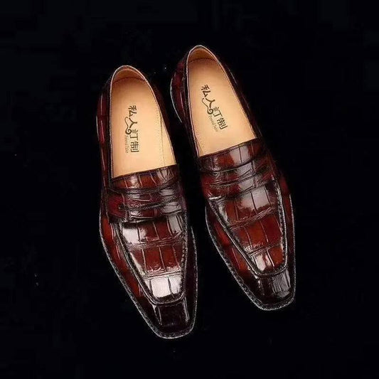 Crocodile Shoes Mens Crocodile Leather MonkStrap Slip On Boat Shoes