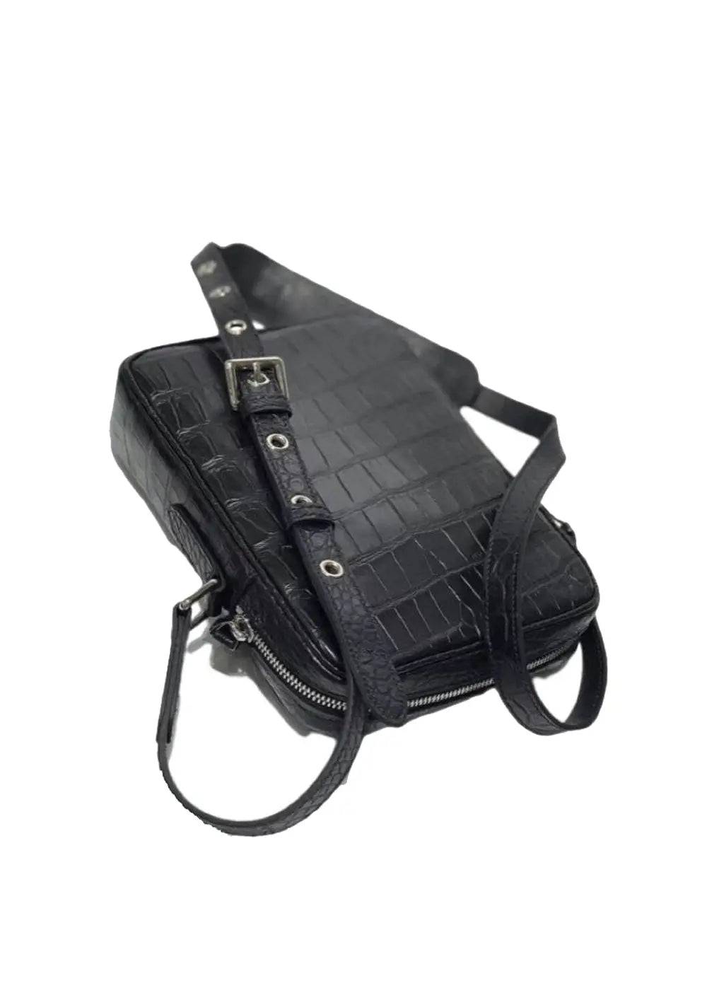 Mens Cross Body Messenger Bags In Genuine Crocodile Leather Small Size