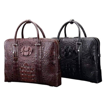 Men’s Fashion Crocodile Leather Bag, Luxury Crocodile Leather Business Briefcase for Men