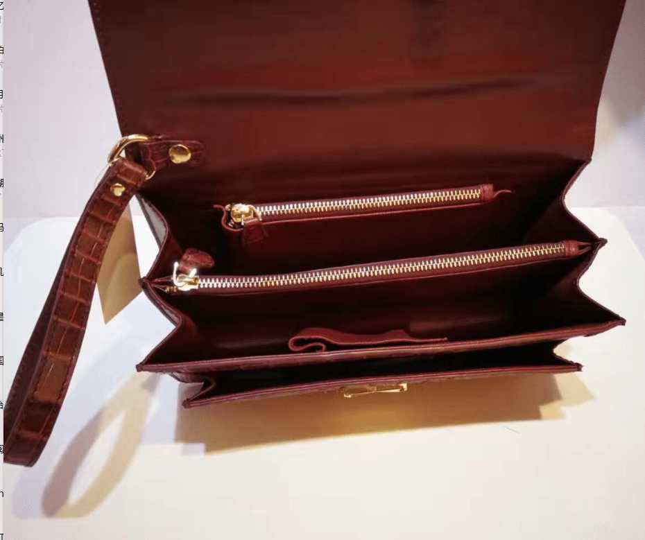 Pochette da polso da uomo in vera pelle di coccodrillo con chiusura a combinazione Goodlock marrone