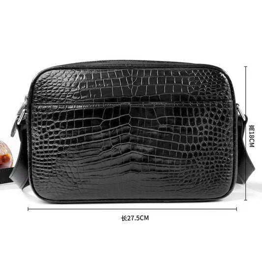 Mens Genuine Crocodile Leather Cross Body Shoulder Messenger Bag
