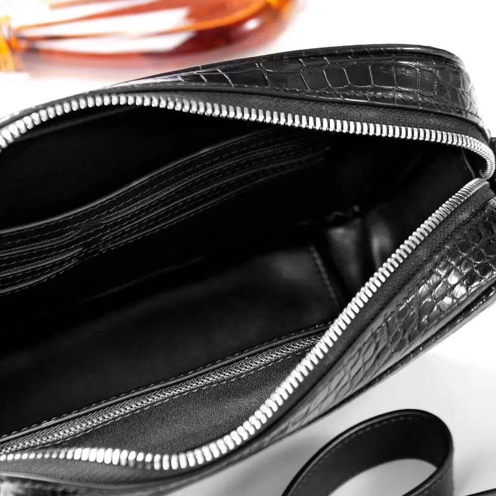 Mens Genuine Crocodile Leather Cross Body Shoulder Messenger Bag