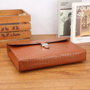 Mens Matt Crocodile Leather Briefcase Tan