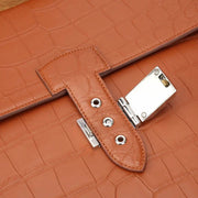 Mens Matt Crocodile Leather Briefcase Tan