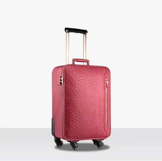 Ostrich Leather 4-Wheeled Travelling Luggage Bags