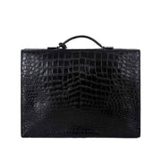 Rossie Viren Crocodile Leather Men's Briefcase Laptop With Password and Lock Handbag