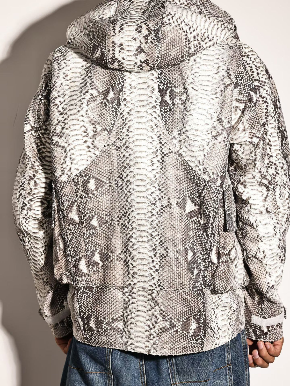 Python Leather Jacket , Mens Python Skin Leather Slim Fit Motorcycle Bomber Biker Jacket