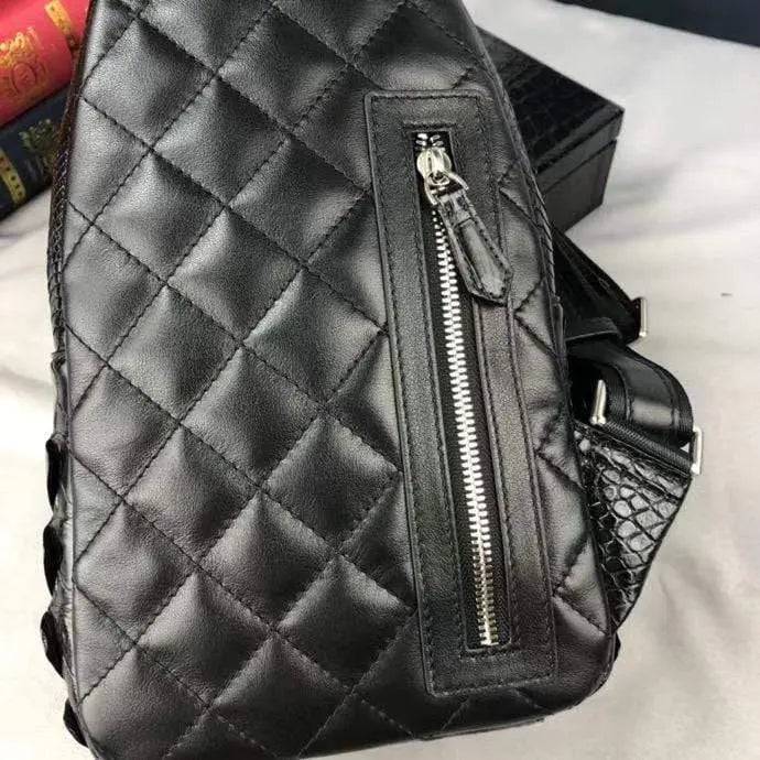 Unisex Crocodile Leather Fanny Pack Belt Waist Bag