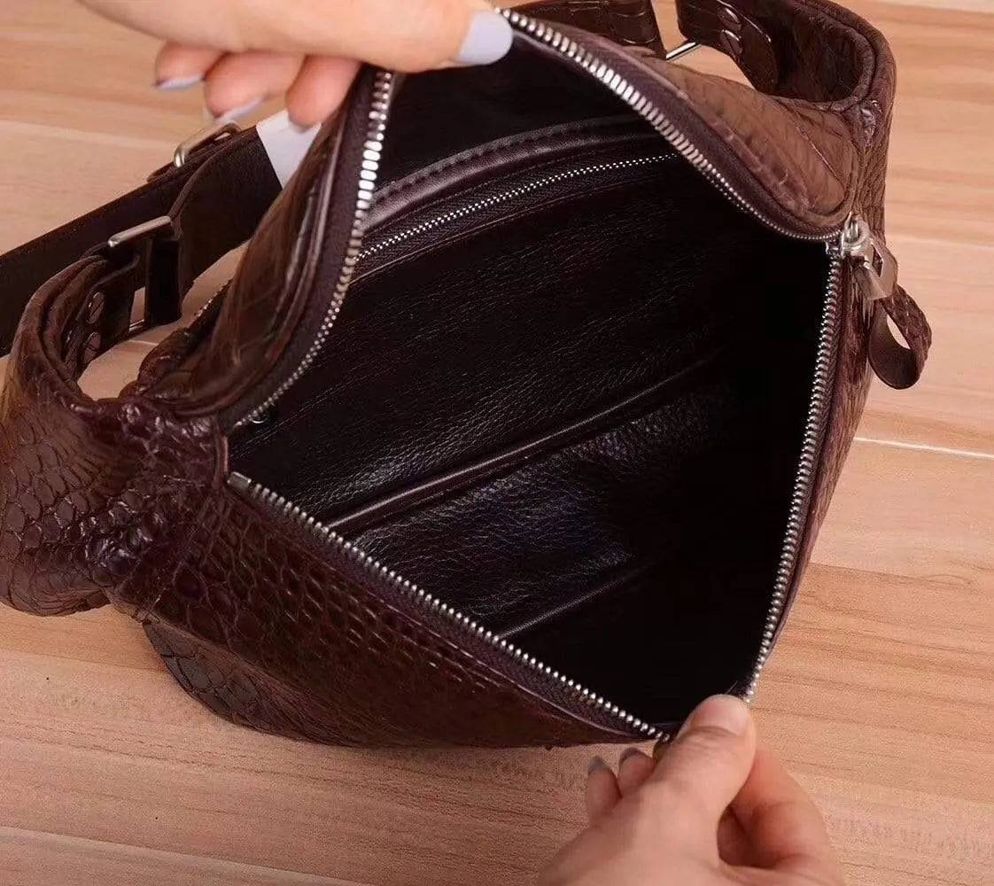 Unisex Genuine Crocodile Leather Waist Bum Bags & Fanny Packs Belt Bag
