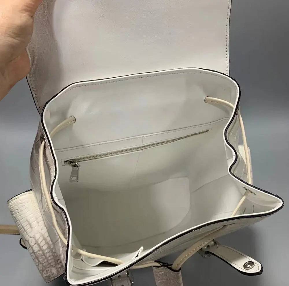 Unisex Himalaya White Crocodile Leather Backpack