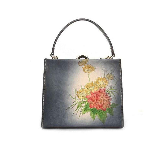 Rossie Viren Women's Vintage Leather Casual Box Shoulder Bag Small Square Bag
