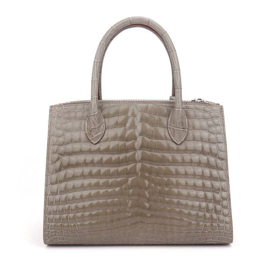 Beaded High Shiny Crocodile Skin Leather Cross Body Top Handle Bags