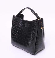 Black Crocodile Leather Medium Hobo Bag & Purse For Women